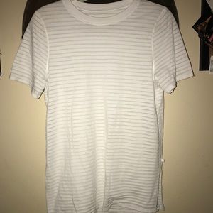 Lululemon White Striped Tee